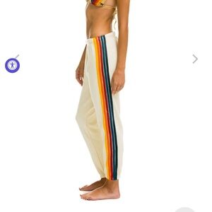 Aviator Nation 5 stripe sweatpants XS vintage white